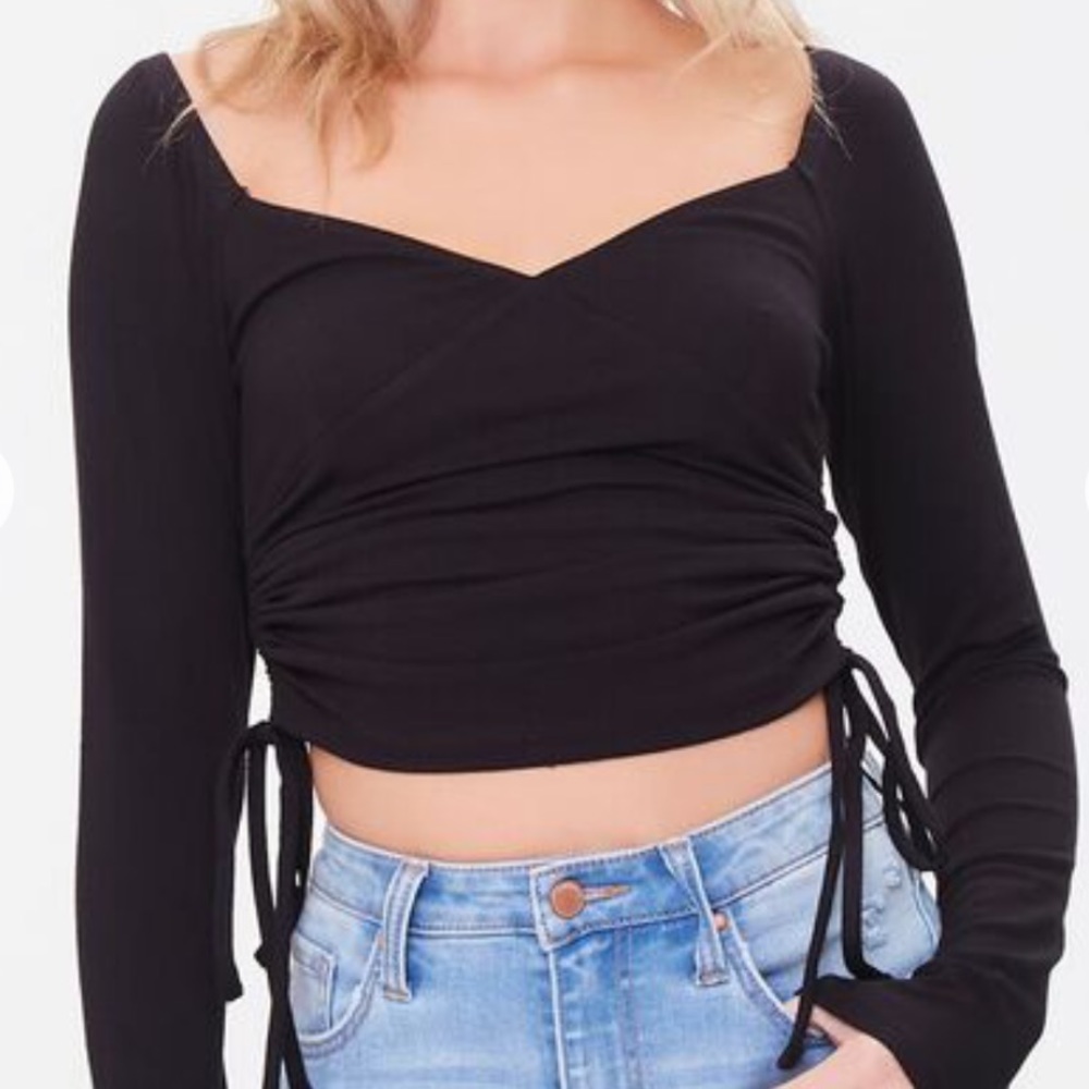 Forever 21 Ruched Drawstring Crop Top